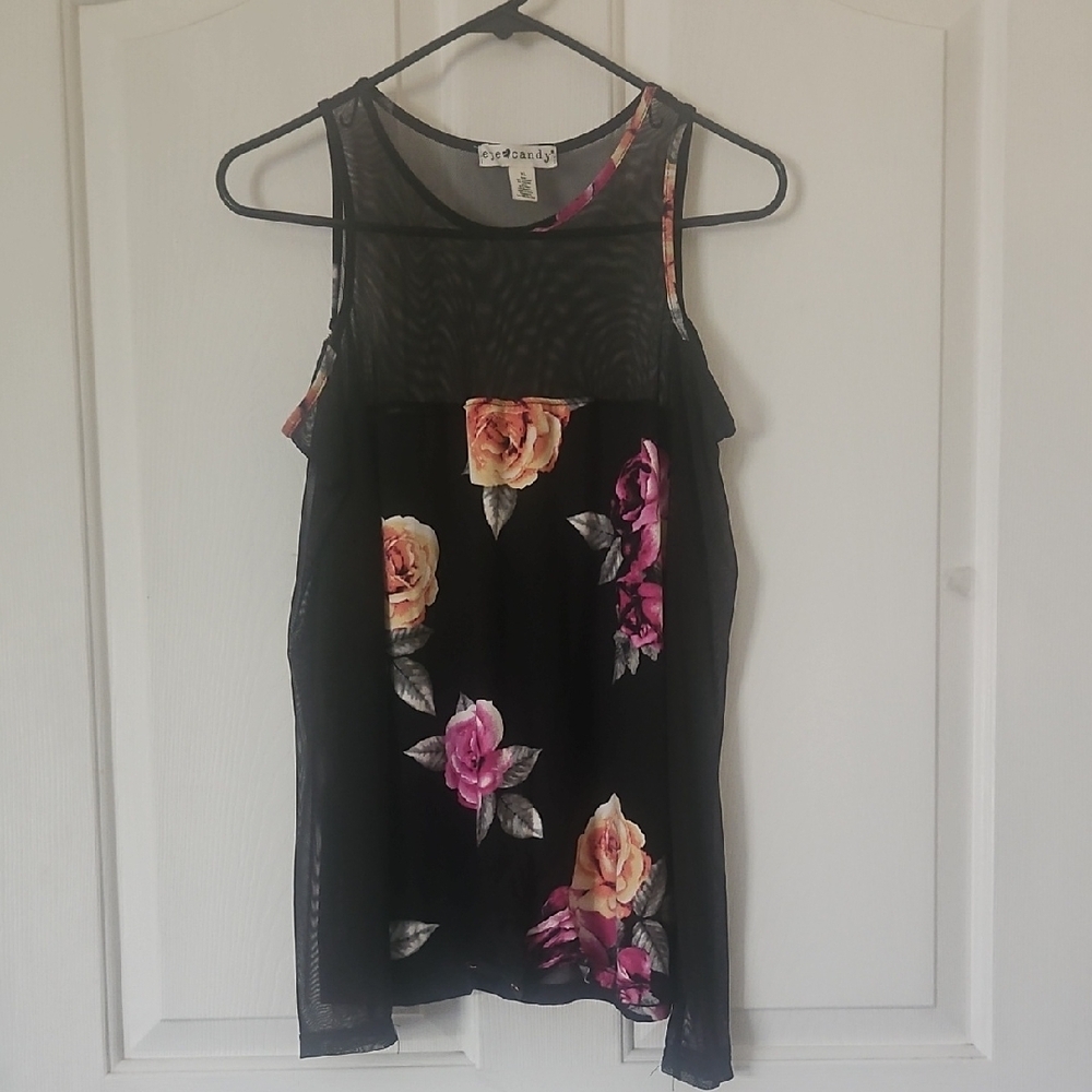 Floral Black Sheer Top